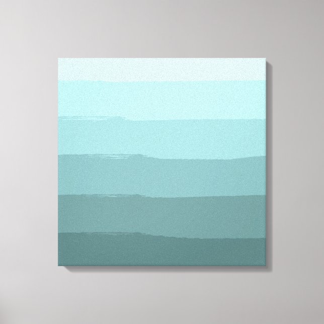 Aqua Aquamarine Abstrakte Streifen Leinwanddruck (Vorderseite)