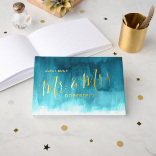 Aqua aquamarine Hochzeitskunst Gästebuch