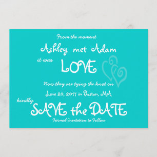 Aqua Aquamarine Liebe, Herz Foto Save the Date Kar