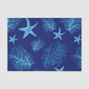 Aqua-aquamarine Seesterne Seidenpapier