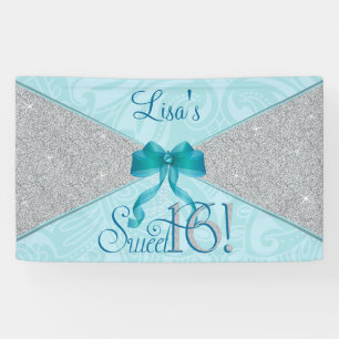 Aqua, Aquamariner Glitzer, süß 16 Banner