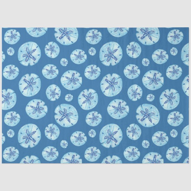 Aqua-aquamariner Sand-Dollar-Aquarell Seidenpapier (Vorderseite)