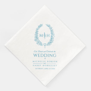 Aqua aquamarines Blatt Oval Kranz Mono Grazie Hoch Serviette