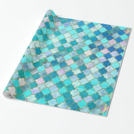 Aqua-aquamarines Goldorientalisches marokkanisches Geschenkpapier