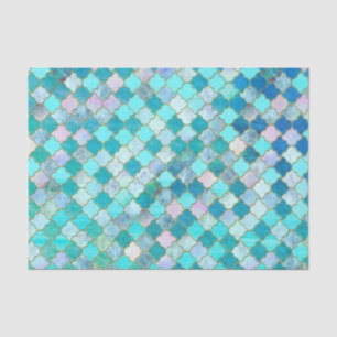 Aqua-aquamarines Goldorientalisches marokkanisches Seidenpapier
