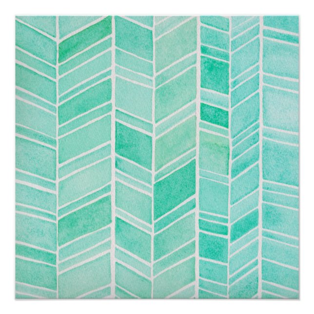Aqua Aquamarines Muster Quadrat Poster (Vorderseite)