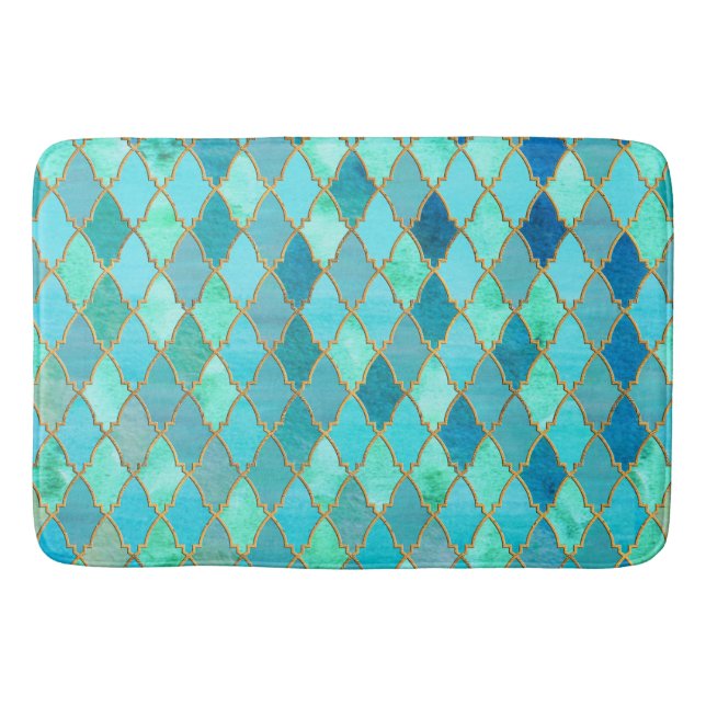 Aqua-aquamarines tadelloses Goldorientalisches Badematte (Vorderseite)