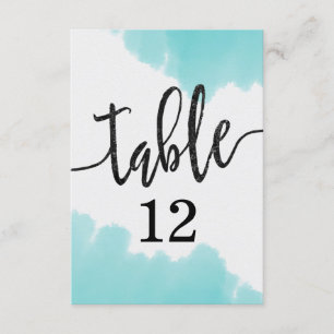 Aqua-Aquarell-Pinselstriche-Tisch-Nummer-Bestellun Einladung