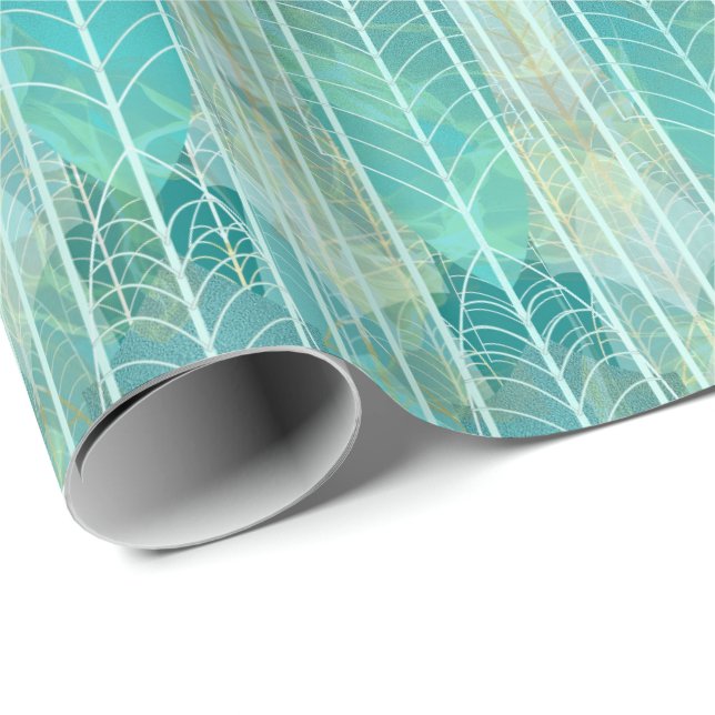 Aqua Art Deco Szene mit Echoes of Gatsby Geschenkpapier (Rolleneckpunkt)