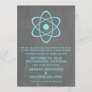 Aqua Atomic Chalkboard Save the Date einladen