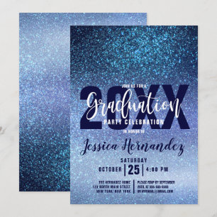 Aqua Baby Blue Triple Glitzer Ombre Abschluss Einladung