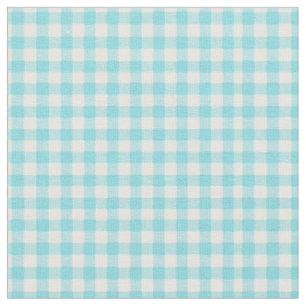 Aqua Baby Blue und White Gingham für Zuhause Canni Stoff