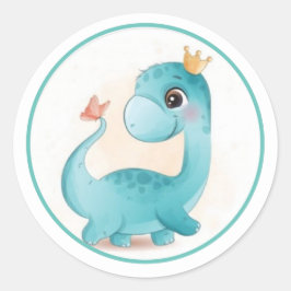 Aqua Baby Dinosaur Runder Aufkleber