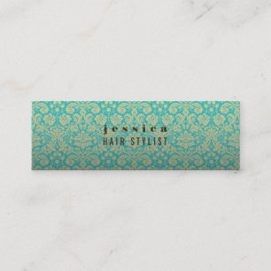Aqua Baroque Wallpaper - Haarstylistische Skinnenk Mini Visitenkarte