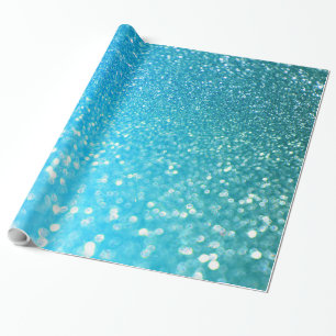 Aqua Beach Blue Summer Glitzer Geschenkpapier