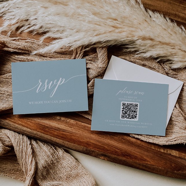 Aqua Beach Coordinated Wedding QR Code RSVP Card Karte (Von Creator hochgeladen)