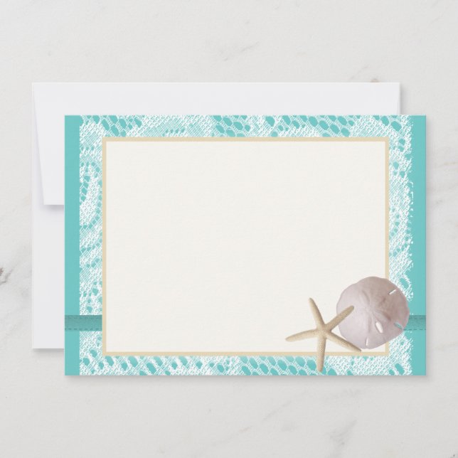 Aqua Beach Lace Sand Dollar Vielen Dank Dankeskarte (Vorderseite)