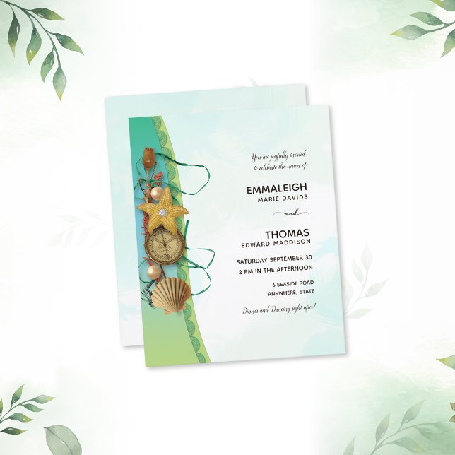 Aqua Beach Muscheln Starfish Compass Wedding (Von Creator hochgeladen)