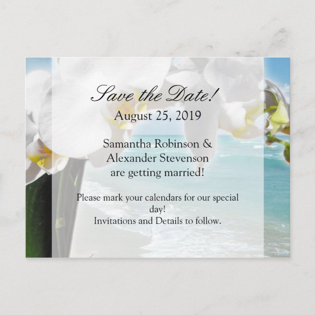 Aqua Beach Orchid Save the Date Postkarte (Vorderseite)