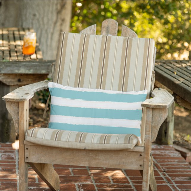 Aqua Beach Streifen Kissen Für Draußen (Stuhl )