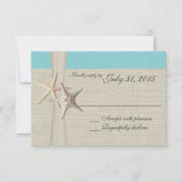 Aqua Beach und Burlap Response Card RSVP Karte