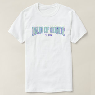 Aqua + Beige Streifen Navy MAID OF HONOR  T-Shirt