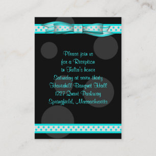 Aqua Black Dot Ribbon Bat Mitzvah Empfang Card Begleitkarte