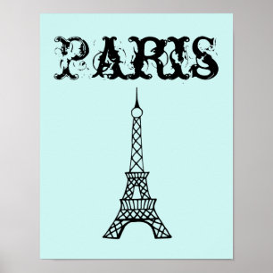 Aqua Black Eiffel Tower Mauer Städtische Badeansta Poster