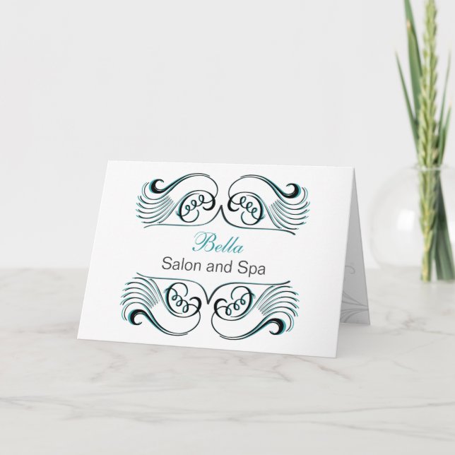 Aqua Black & White Chic Business Vielen Dank Karte (Vorderseite)
