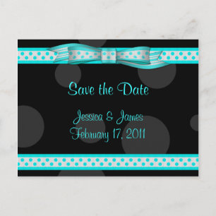 Aqua Black White Polka Dot Enregistrer la carte po