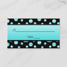 Aqua, Black, White Polka Dots Placecards Platzkarte