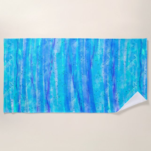 Aqua Blau, Aquamarin und Lila gesprenkelt Strandtuch (Vorderseite)