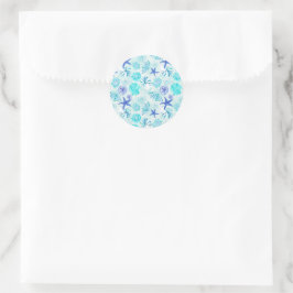 Aqua-blau-aquamarine Aquarellfarbe gemischte Musch Runder Aufkleber