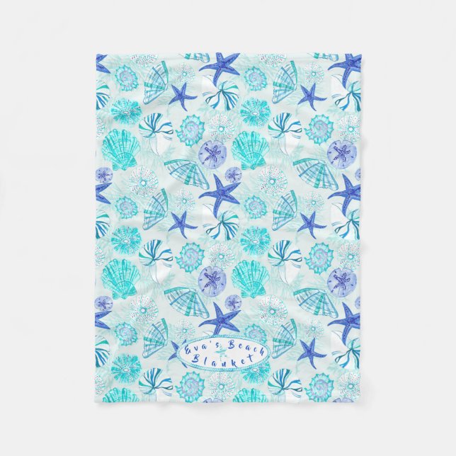 Aqua-blau-aquamarine Aquarelltöne-individuelle Nam Fleecedecke (Vorderseite)