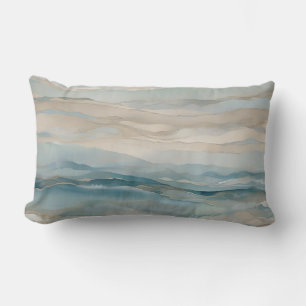 Aqua Blau Beige Türkis Creme abstraktes Wellenmust Lendenkissen