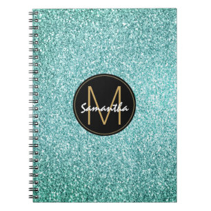 Aqua Blau Faux Glitter Name Notizblock