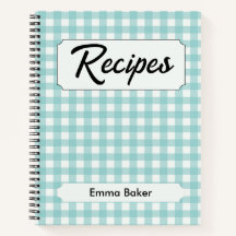 Aqua-Blau-Gingham-Retro-Rezeptbuch individuell anp
