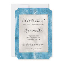 Aqua Blau Glam Glitter Tropenblätter