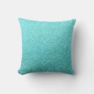 Aqua Blau Glitter Funkeln Mädchen Glamour Meerjung Kissen