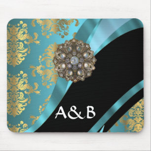 Aqua-Blau-Goldstaub-Imitate Kristall Mousepad