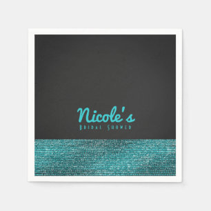 Aqua Blau & Grau Moderne Glamour Sequins Chic Part Serviette