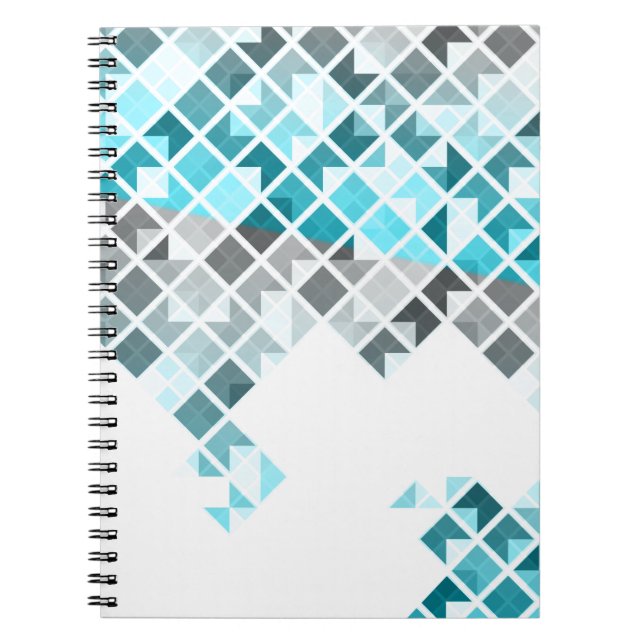 Aqua-Blau-, Graues u. weißesgeometrisches Muster Notizblock (Vorderseite)