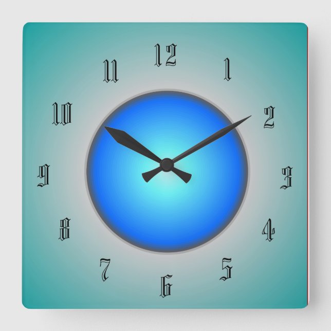 Aqua/blau/grün Kreislauf>Wall-Uhr Quadratische Wanduhr (Vorderseite)