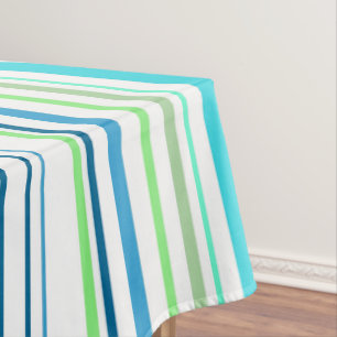 Aqua Blau Grüne Strandfarben Streifen Tischdecke