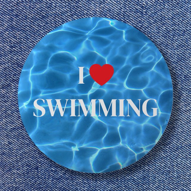 Aqua Blau Ich liebe Schwimmbad Button (Aqua Blue I Love Swimming Pool Button)