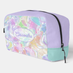 Aqua Blau Limettengrün Pink Purpur Kunstmuster Waschbeutel