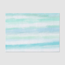 Aqua Blau Mint Weiße Wasserfarben Streifen II Seidenpapier