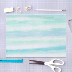 Aqua Blau Mint Weiße Wasserfarben Streifen II Seidenpapier