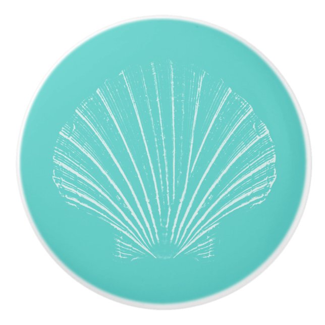 Aqua-Blau mit weißes SeeMuschel Keramikknauf (Vorderseite)