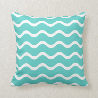 Aqua-Blau mit Wellen-Muster Kissen